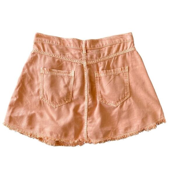 Anthropologie Pilcro Peach Pleated Denim Raw Hem Mini Skirt NWT Size 12/Large - Picture 4 of 7